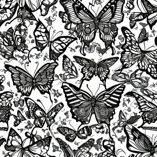 Prompt: Butterfly picture filled with butterfly patterns