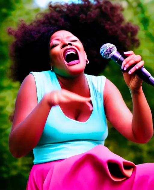 Prompt: a woman singing a scat