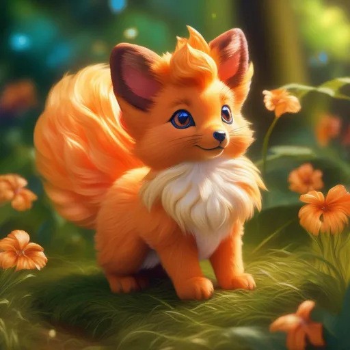 Prompt: (Vulpix), realistic, photograph, epic oil painting, (hyper real), furry, (hyper detailed), extremely beautiful, (on back), sprawled, paws in the air, playful, UHD, studio lighting, best quality, professional, photorealism, masterpiece, ray tracing, 8k eyes, 8k, highly detailed, highly detailed fur, hyper realistic thick fur, canine quadruped, (high quality fur), fluffy, fuzzy, close up, rear view, hyper detailed eyes, perfect composition, ray tracing, masterpiece, trending, instagram, artstation, deviantart, best art, best photograph, unreal engine, high octane, cute, adorable smile, lying on back, flipped on back, lazy, peaceful, (highly detailed background), vivid, vibrant, intricate facial detail, incredibly sharp detailed eyes, incredibly realistic fur, concept art, anne stokes, yuino chiri, character reveal, extremely detailed fur, sapphire sky, complementary colors, golden ratio, rich shading, vivid colors, high saturation colors, nintendo, pokemon, silver light beams