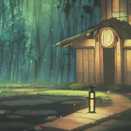 Prompt: painting of sorrow, studio Ghibli,  nostalgic lighting,  with dark colors, highly detailed, crisp quality, bokeh