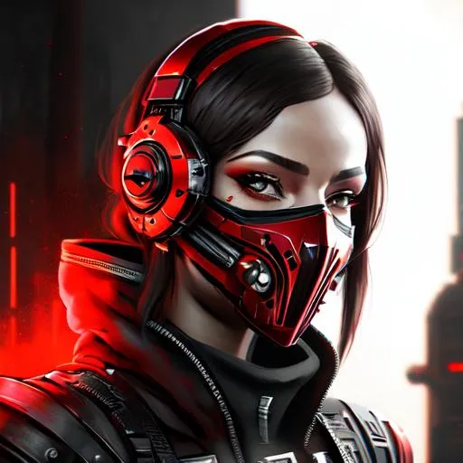 Prompt: Sith mask, red and black, Sci-fi, Cyberpunk 2077, highly detailed, clean face, oil painting, UHD, HDR, 8K, high res