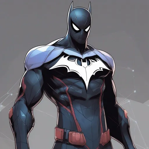 Prompt: Spider-man wearing futuristic batman suit anime artstyle