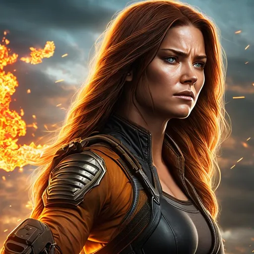 Prompt: High resolution hyperrealistic dynamic image of hope summers merged with x-23, symmetrical detailed photorealistic face, highly detailed, cinematic, uhd, hdr, 64k