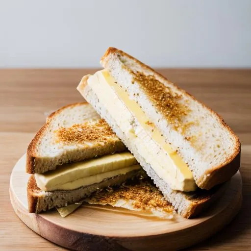 Prompt: banana cheese sandwich on toast