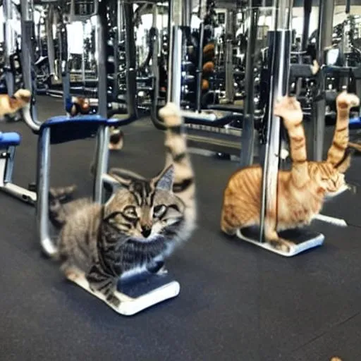 Prompt: cats in the gym

