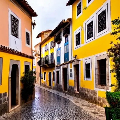 Prompt: Medieval Portuguese city streets.