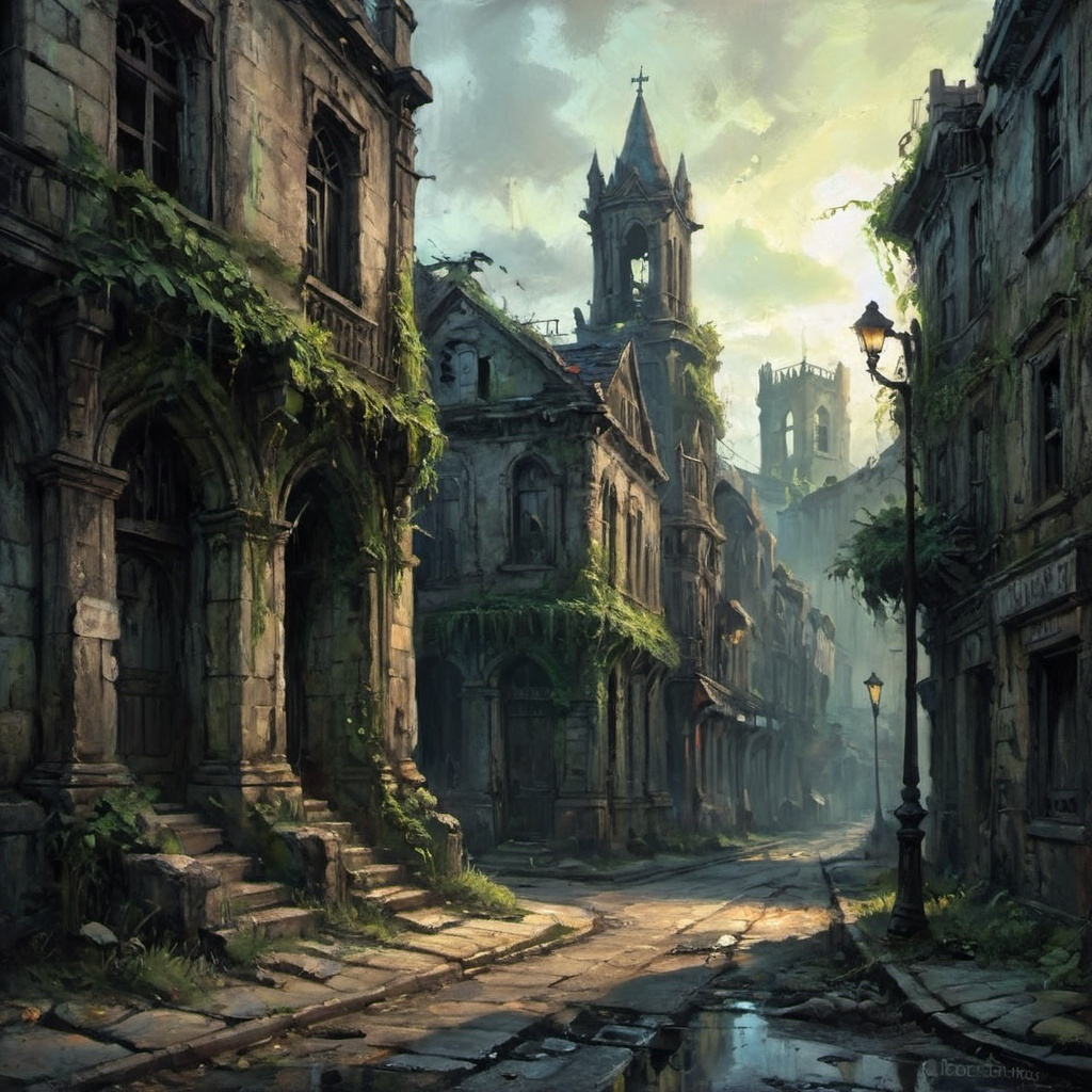 A ruined gothic city street from the @darksiders vid...
