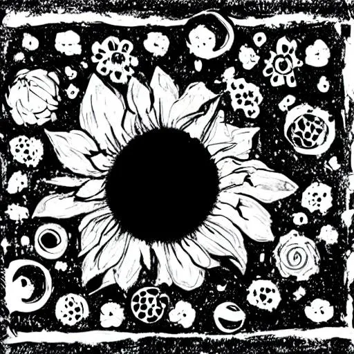 Prompt: Flower, space, dark hole, leave life, alone, destruction, love, art
