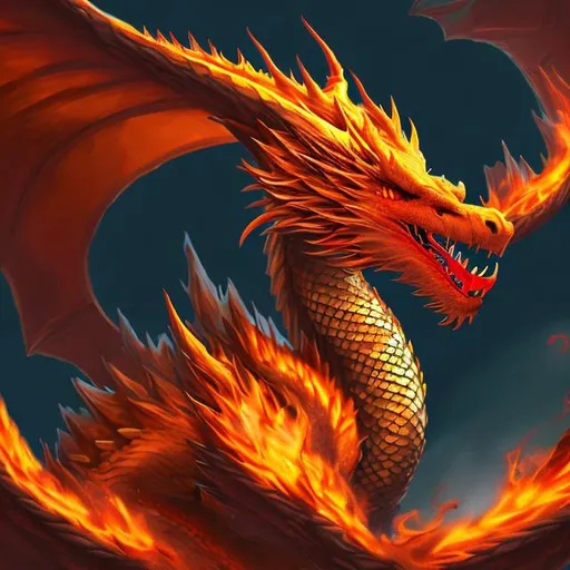Prompt: fire dragon, digital art

