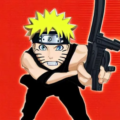 Prompt: Naruto holding a gun