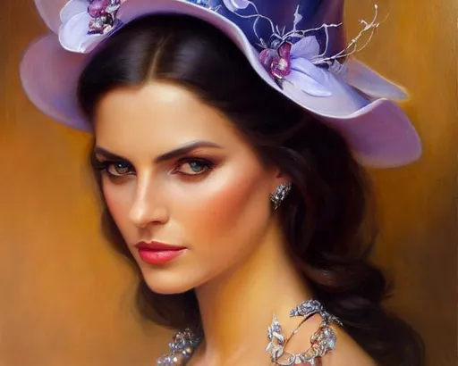 Prompt: witchcraft, face of Monica Bellucchi, ultrarealistic, flirty gaze, centerfold, magical, gorgeous, decolletage, jewelry, leather straps, fantasy environment,  portrait of head and torso,, , Vladimir Volegov, Aleksei Vinogradov, Donato Giancolla,, fantasy, hyperdetailed painting, ultra complex, head and shoulders portrait, 4k resolution concept art portrait by Clint Cearley,   unreal engine, and ilya kuvshinov, , global illumination, detailed and intricate environment, epic, portrait, beautiful grey eyes, gorgeous, hyper detailed, , female,  trending on artstation, sharp focus, symmetry, painted, intricate, volumetric lighting, beautiful, rich deep colors masterpiece, sharp focus, ultra detailed,centered, symmetry, painted, intricate, volumetric lighting, beautiful, rich deep colors masterpiece, sharp focus, ultra detailed,