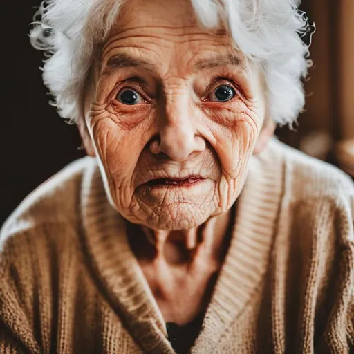 Prompt: Cute old woman looking at the camera