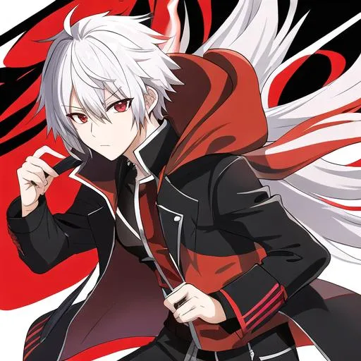 Prompt: Anime, Red and black eyes, shadow  aura, shadow jacket, bleach, dark rage, male
