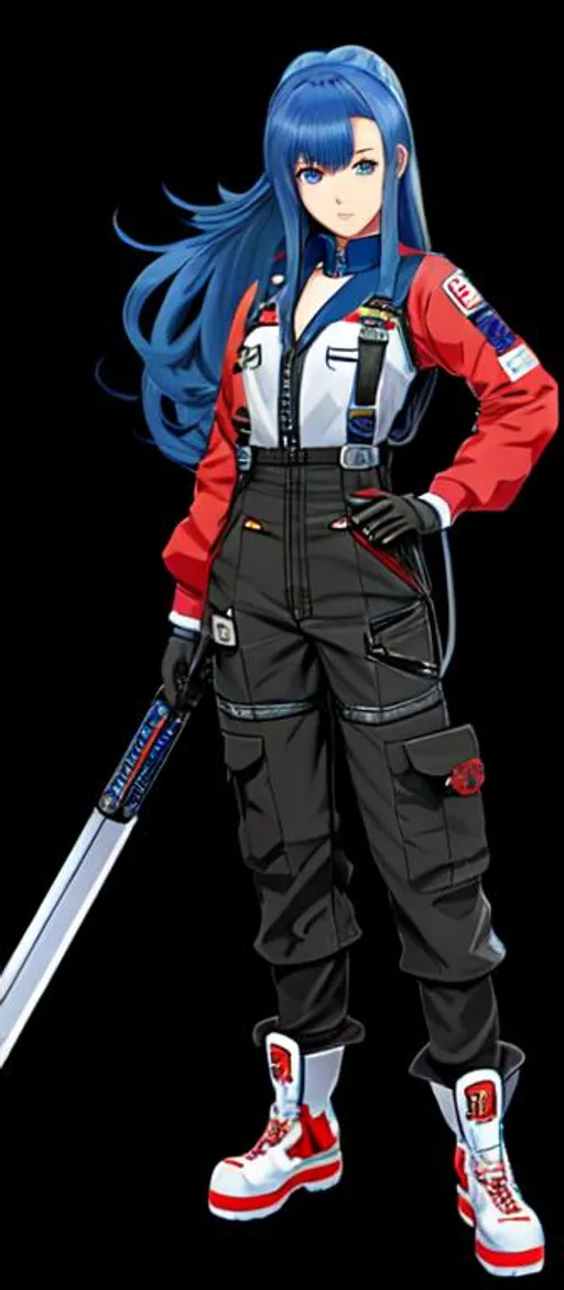 Prompt: anime girl with long blue hair wearing mechanic coveralls, anime style, drawn by shirow masamune, science fiction, highly detailed, high quality