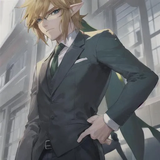 Prompt: Male Link in a suit