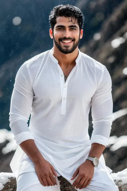 Prompt: a scene of ("eyes closed"  lost in god),"andhra pradesh hyperreal handsome rugged muscle boy" in "hyperreal stormy snow mountain", smile, white kurta dhoti, detailed, hyperreal, sitting, arena, perfect composition, hyperrealistic, super detailed, 8k, high quality, trending art, trending on artstation, sharp focus, studio photo, intricate details, highly detailed, by greg rutkowski
