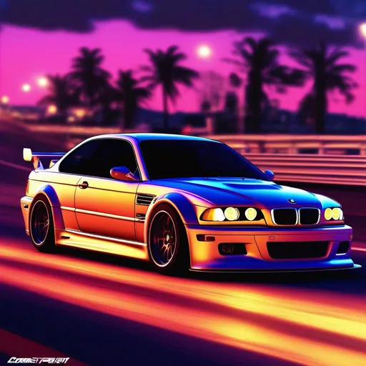 2001 BMW M3 E46 GTR, synthwave, aesthetic cyberpunk,... | OpenArt