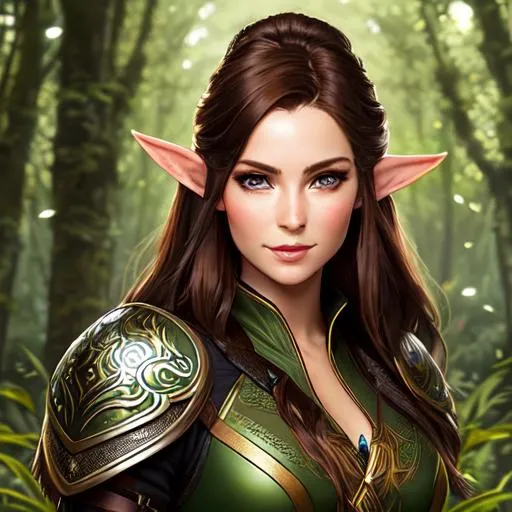 a portrait painting of a female elven hunter wearing... | OpenArt