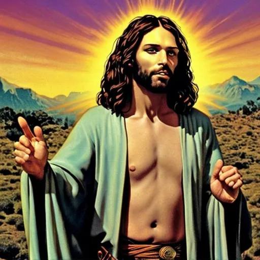 Prompt: Jesus as an overweight Jim Morrison hippy
