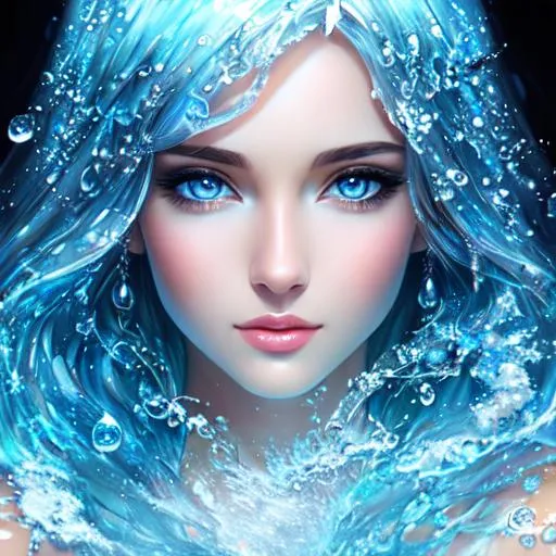 Beautiful woman made of water, Realistic, fantasy ar... | OpenArt