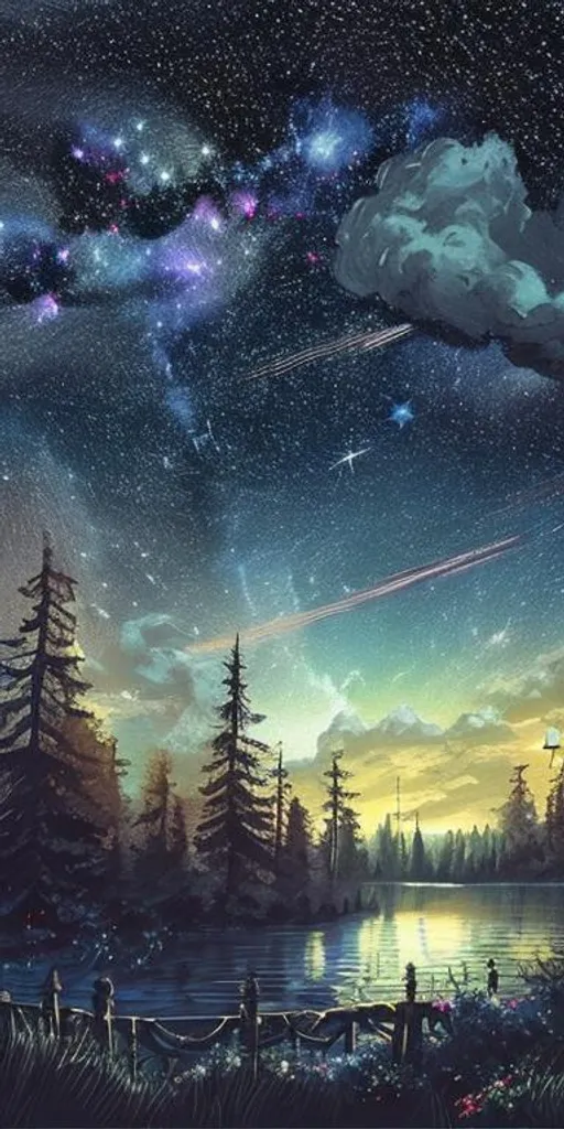 Prompt: paint the sky with stars, romantic night picture, highly detailed, atmospheric, photorealistic, high definition