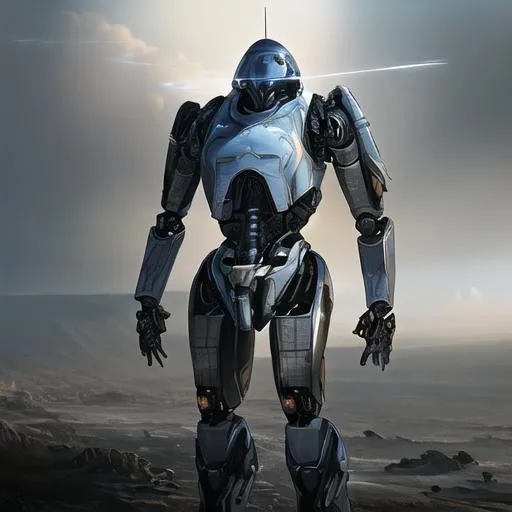 Prompt: (Please produce a raw photo, masterpiece, best quality, high detail, game concept), (8k, full frame, long shot, photorealistic, realistic, fantasy landscape), unreal engine render of a  robot on an alien planet, dynamic action pose, wearing a pilot oxygen mask, science fiction, helmet, solo, military:1.2, weapon, light engrave in intricate details, (light particle:1.2), (depth of field:1.3), global illumination, highly detailed, trending on artstation 