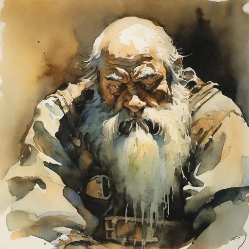 Prompt: grieving dwarf, sad , portrait watercolor by Frank Frazetta ssor 16:0 sav 5
-- 750 --q 2 - 