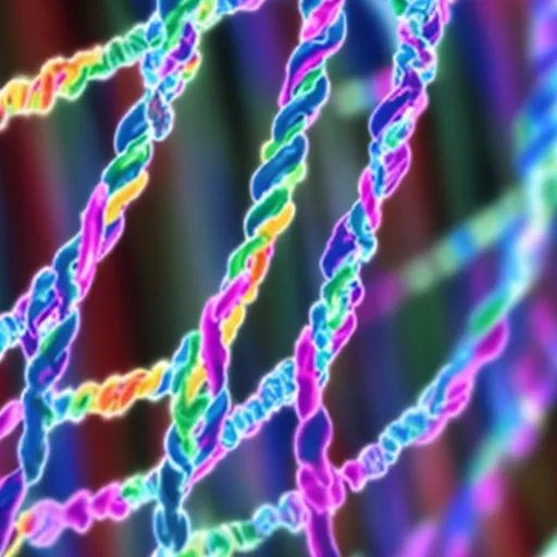 Prompt: dna strand emits photons of light
