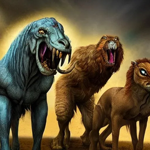 Prompt: Hyper-Realistic, Four living creatures of revelation
