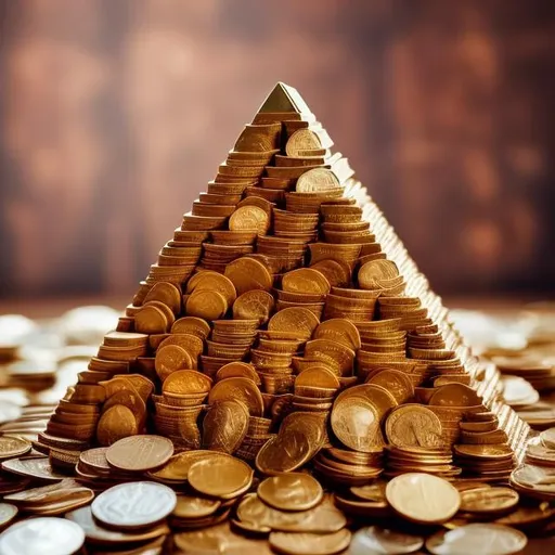 Prompt: pyramid of coins, surprise me