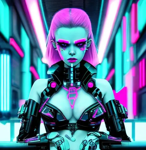 Prompt: Neon demon woman cyberpunk 