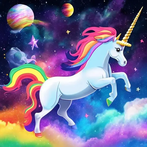 Rainbow unicorn in space | OpenArt