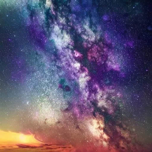 Prompt: Distant galaxy perfect view with water and beautiful sky's detailed and realistic 