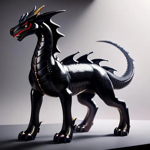 Prompt: Full body of a four-legged quadrupedal smooth skinned and scaleless black latex textured dragon, very glossy and shiny, reflective, perfect composition, hyperrealistic, super detailed, 8k, high quality, trending art, trending on artstation, sharp focus, studio photo, intricate details, highly detailed, Trending on Artstation, Cozy wallpaper, Pastel colors, soft lighting