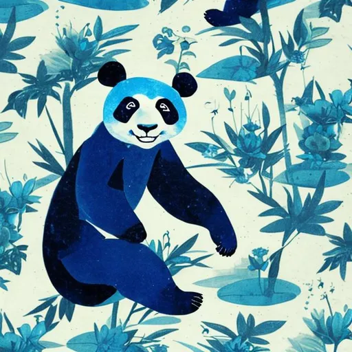 Prompt: blue panda in cosmos