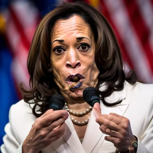 Prompt: Kamala o Harris eating poop