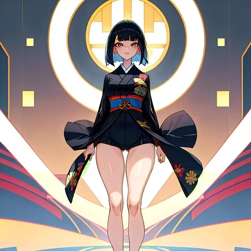 Prompt: a lonely AI girl, very tall, thick thighs, wide hips, huge glutes, long legs, arms, slender waist, big beautiful symmetrical eyes, intriguingly beautiful face, aloof expression, symmetrical face, bob haircut with bangs, wearing Japanese fashion clothes, wearing Japanese fashion accessories, 36K resolution, hyper-professional, impossible quality, impossible resolution, impossible detail, hyper output