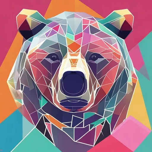Prompt: bear, geometric style, multicolor, graphic