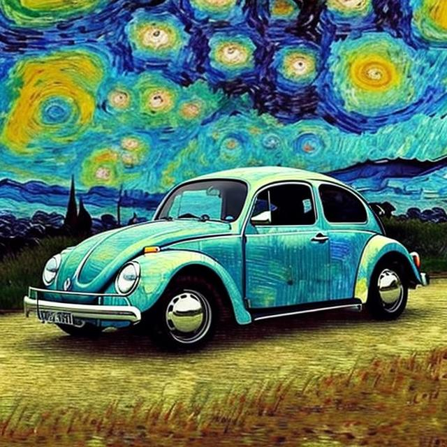 a Volkswagen beetle in the style of Van Gogh OpenArt