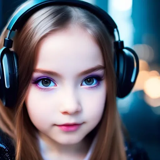 Prompt: High-resolution hyper-realistic portrait of a wicked dark wizard, a goth girl wearing headphones (cup dd), pale skin, big dreamy eyes, 
