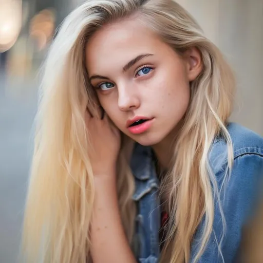 Prompt: Create a high-quality professional image of a young woman with dyed blonde hair. She's at university. The year is 2023. The image should be realistic and detailed, with vivid colors and sharp contrasts.  She should wear normal clothes,  with a lot of details. heavenly beauty, 8k, 50mm, f/1. 4, high detail, sharp focus, perfect anatomy, highly detailed, detailed and high quality background, oil painting, digital painting, Trending on artstation, UHD, 128K, quality, Big Eyes, artgerm, highest quality stylized character concept masterpiece, award winning digital 3d, hyper-realistic, intricate, 128K, UHD, HDR, image of a gorgeous, beautiful, highly detailed face, hyper-realistic facial features, cinematic 3D volumetric, illustration by Marc Simonetti, Carne Griffiths, Conrad Roset, 3D anime girl, Full HD render + immense detail + dramatic lighting + well lit + fine | ultra - detailed realism, full body art, lighting, high - quality, engraved | 