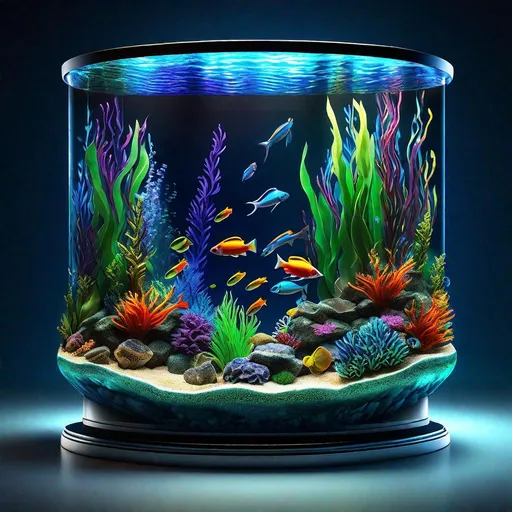 Prompt: 3D, HD,Full length flute shaped aquarium , filled with colorful fish and marine plants inside. super clear resolution, high definition, extremely detailed, colorful, 32 k, cinematic postprocessing, crisp quality, 3d, photorealistic, award winning, cinematic lightning