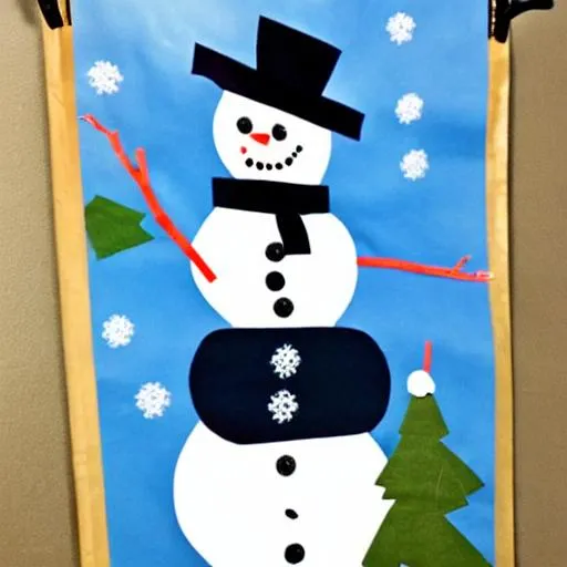 Prompt: Snowman flag