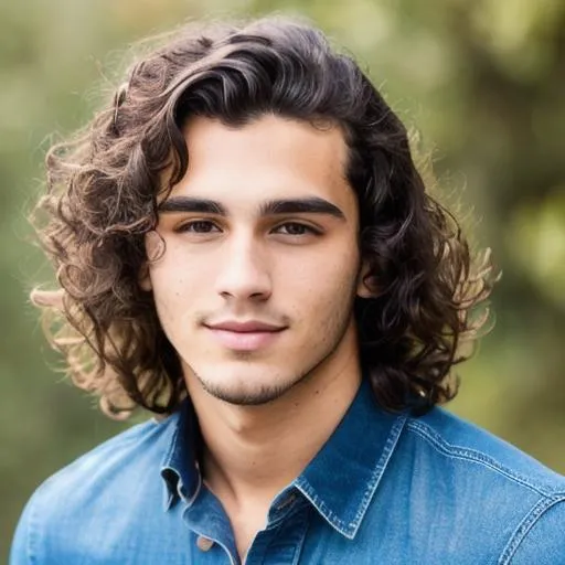 Very Handsome 21 Year Old Man Dark Long Curly Hair Openart