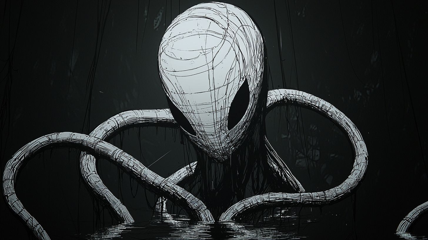 Prompt: strangeness emerge from the whirpool of horror, dark fantasy x pop surreal