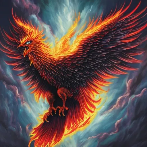 Prompt: Phoenix rising from ashes 