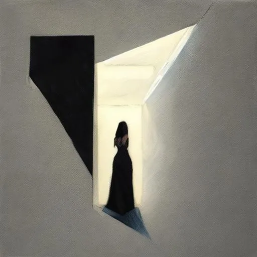 Prompt: Artwork, Woman, Split diagonally , dark below, light above