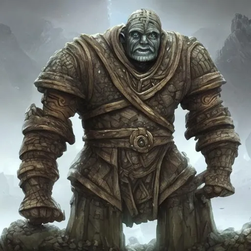 Prompt: fantasy art stone man golem