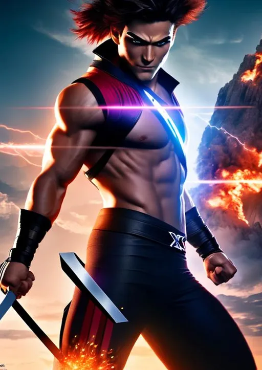 Prompt: High-resolution hyperrealistic photo of x man cyclops merged with x man gambit, uhd, hdr, 64k