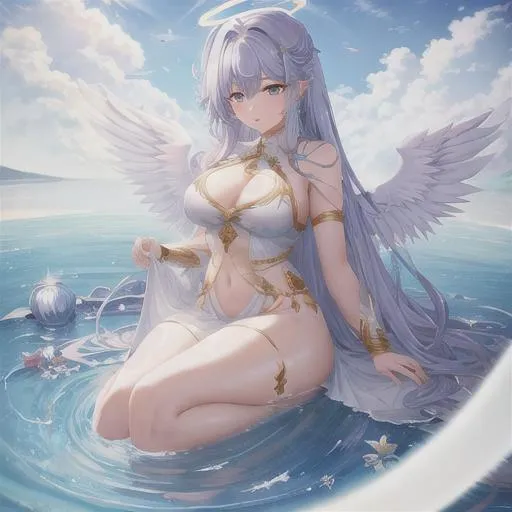 Prompt: Godess, beautiful, strong, wings, halo, best quality, 8k, focus, full-body